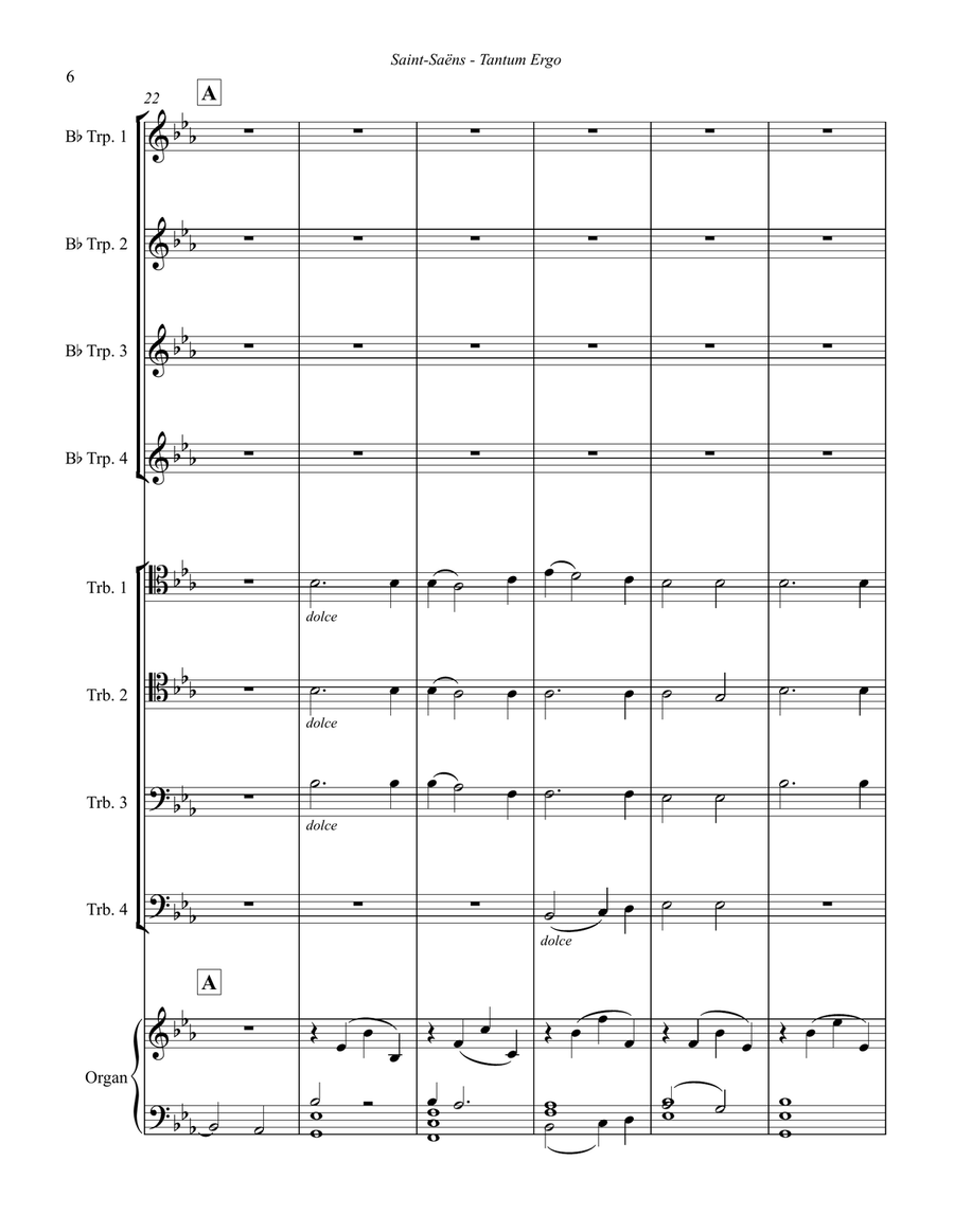 Tantum ergo for 8-part Brass Ensemble and Organ Brass Ensemble scores gallery preview page 6