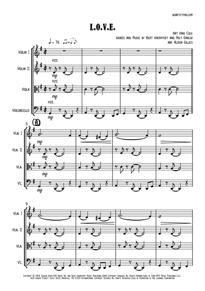 L-O-V-E by Natalie Cole String Quartet - Digital Sheet Music