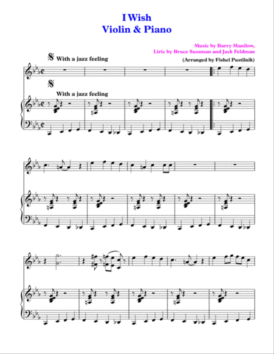 I Wish Violin Solo scores gallery preview page 2