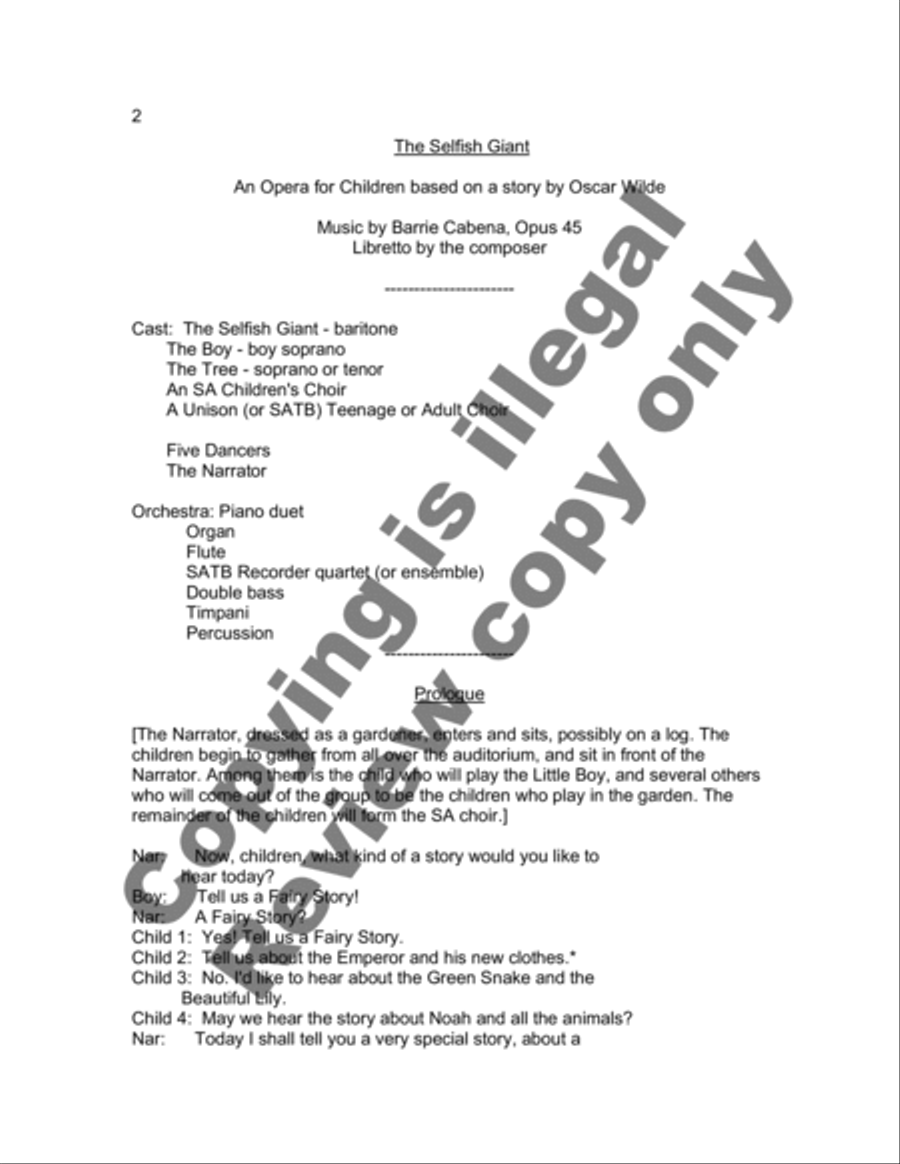 The Selfish Giant (A Children's Opera) (Libretto) Choir scores gallery preview page 8