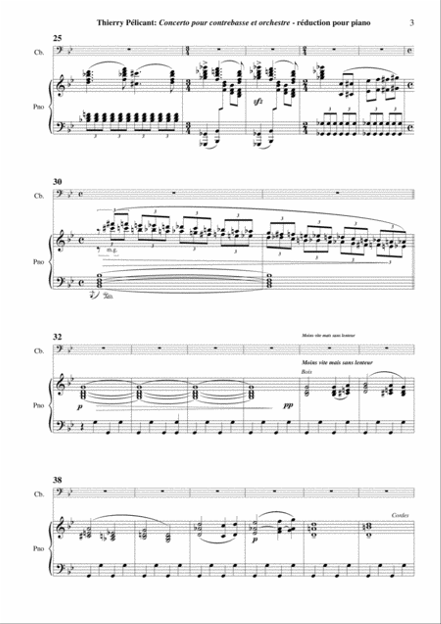 Thierry Pélicant: Concerto for contrabass and orchestra, piano reduction and solo part Full Orchestra scores gallery preview page 5