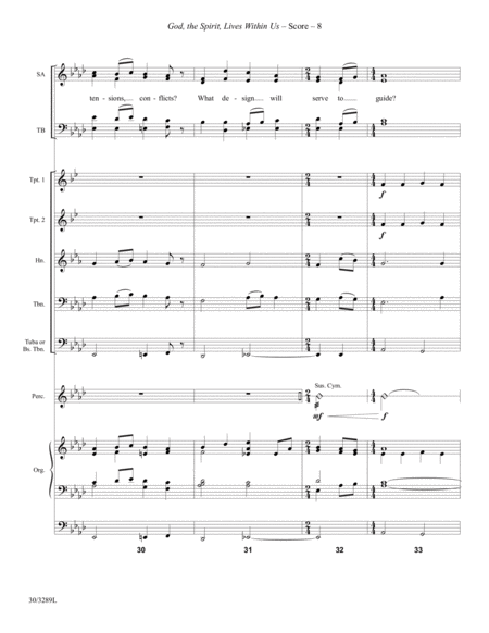 God, the Spirit, Lives Within Us - Brass and Percussion Score and Parts image number null