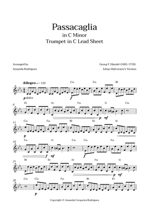 Passacaglia - Easy Trumpet in C Lead Sheet in Cm Minor (Johan Halvorsen's Version)
