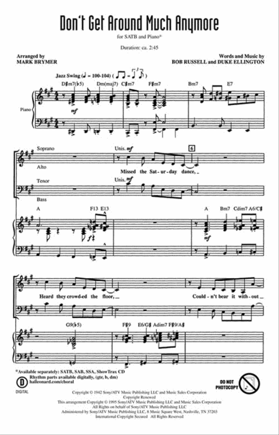 Don't Get Around Much Anymore 4-Part scores gallery preview page 2