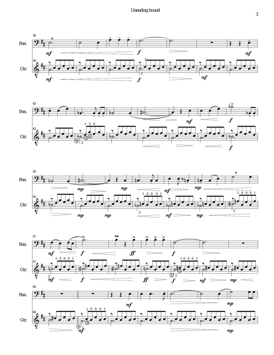 Unending bound for bassoon and classical guitar Bassoon scores gallery preview page 3