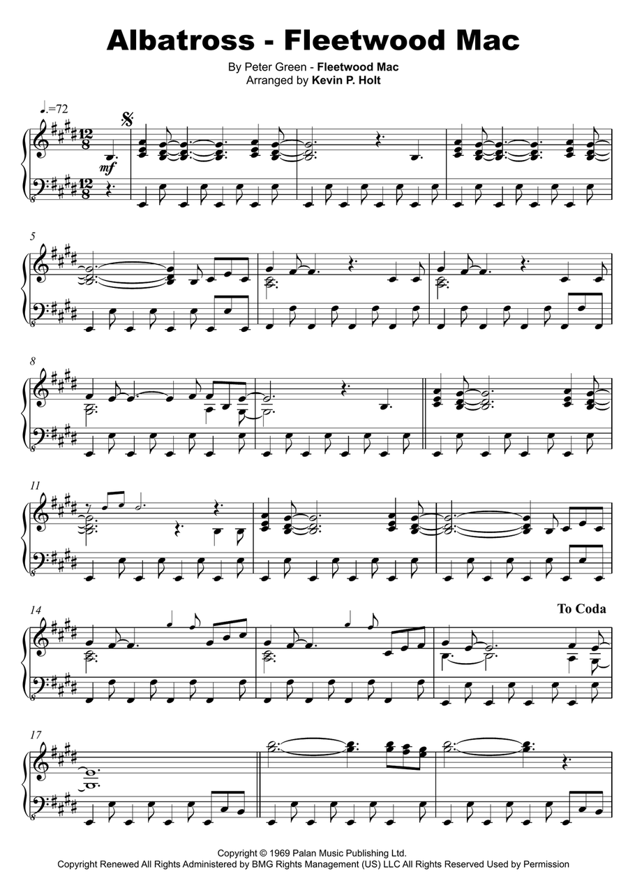 Albatross Piano Solo scores gallery preview page 1