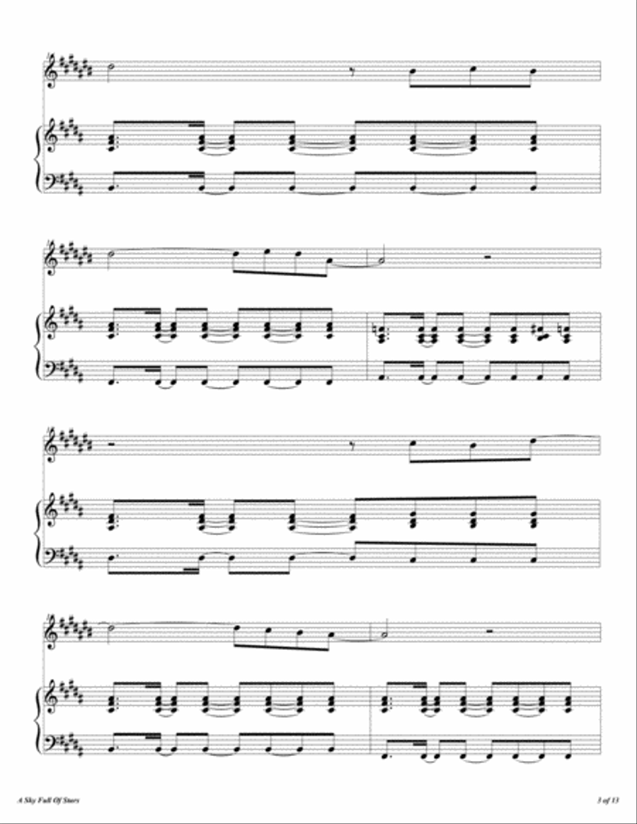 A Sky Full Of Stars Tenor Saxophone scores gallery preview page 4