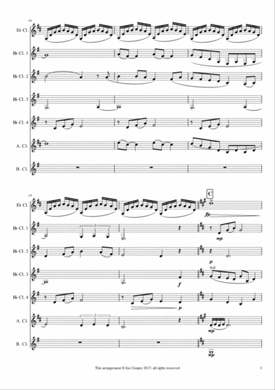 Loch Lomond - Scottish Folk Melody for Clarinet Choir or Quintet Woodwind Quintet scores gallery preview page 3