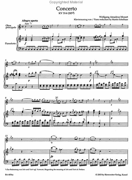 Oboe Concerto In C Major, K. 314