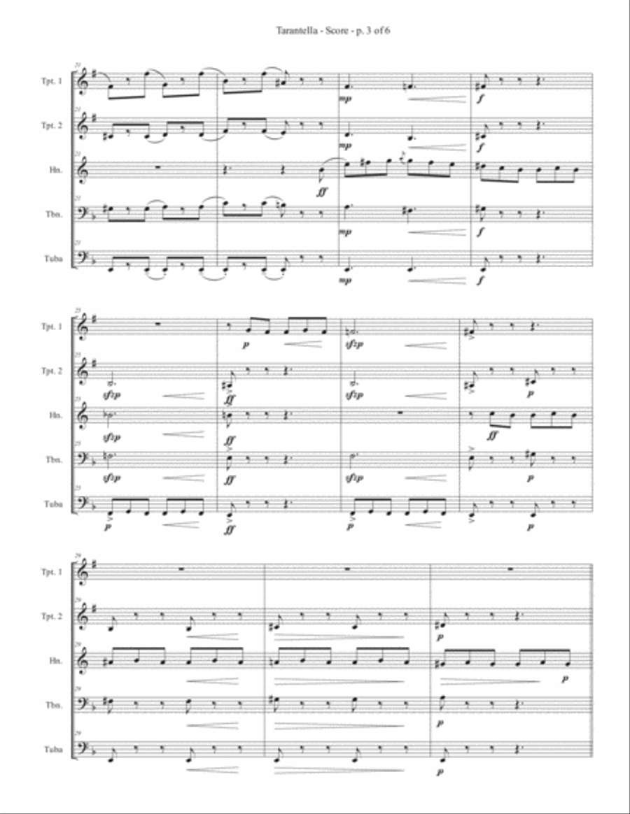 Tarantella - Full Score Tarantella - Full Score Brass Quintet scores gallery preview page 3