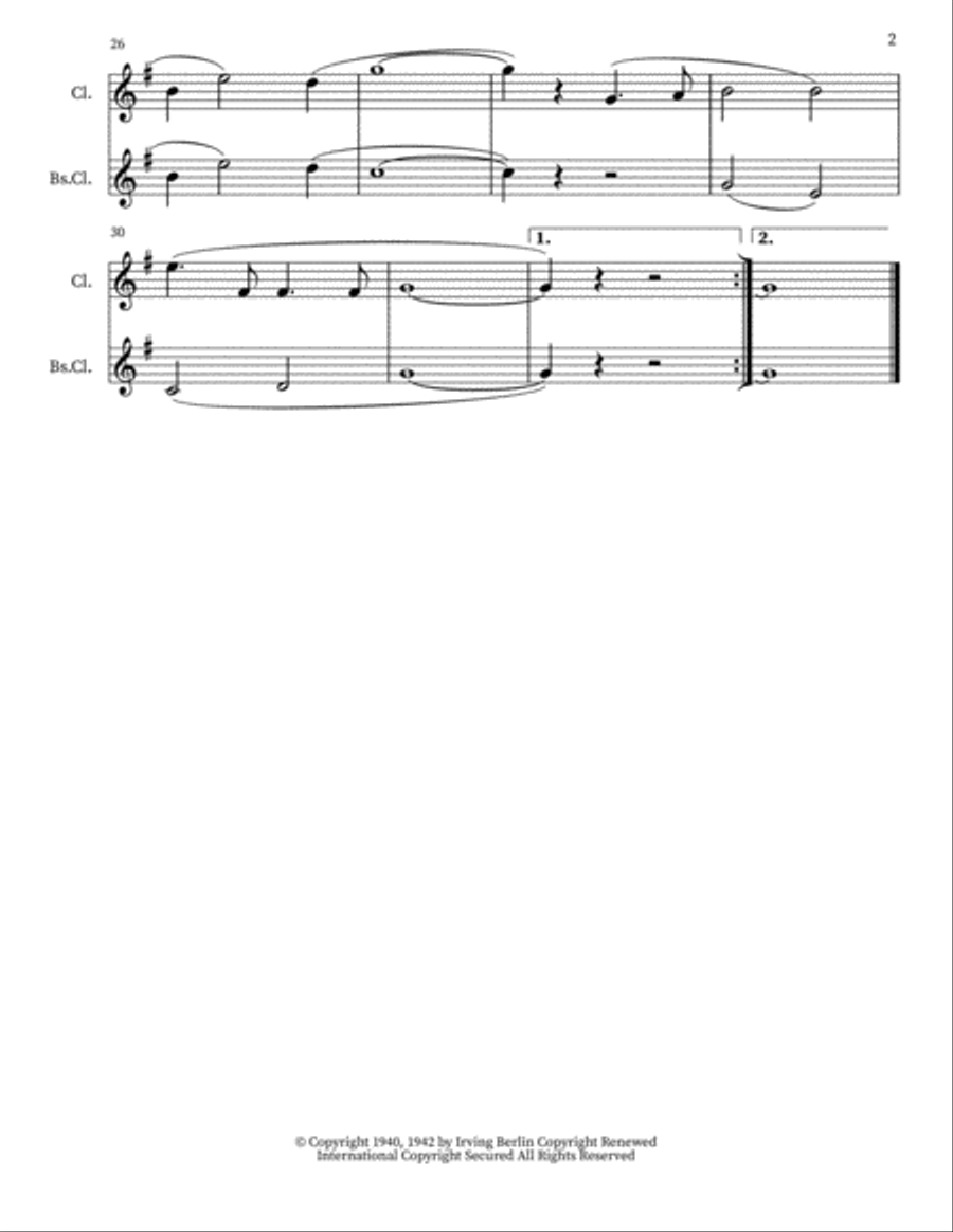White Christmas Clarinet Duet scores gallery preview page 2