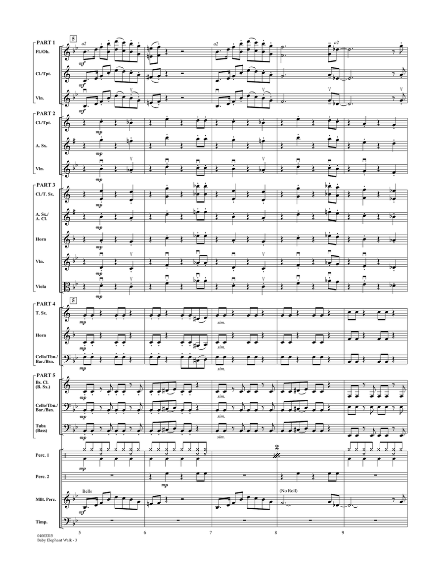 Baby Elephant Walk - Full Score Concert Band scores gallery preview page 3