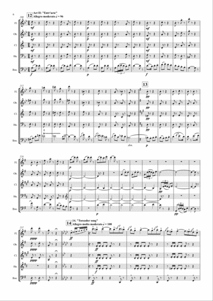 Carmen Fantasy Woodwind Quintet scores gallery preview page 6