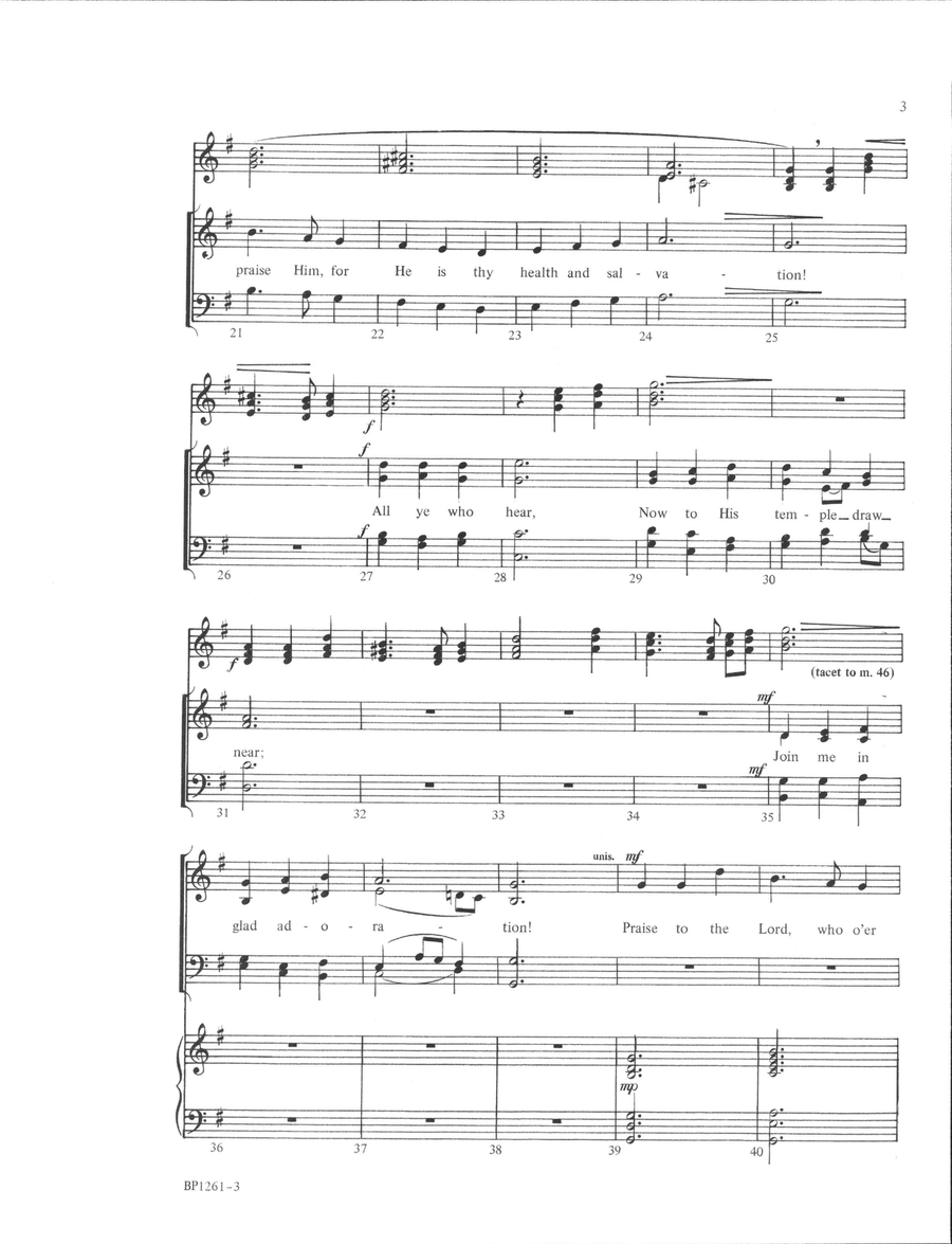 Praise to the Lord, the Almighty - Bacon 4-Part scores gallery preview page 3