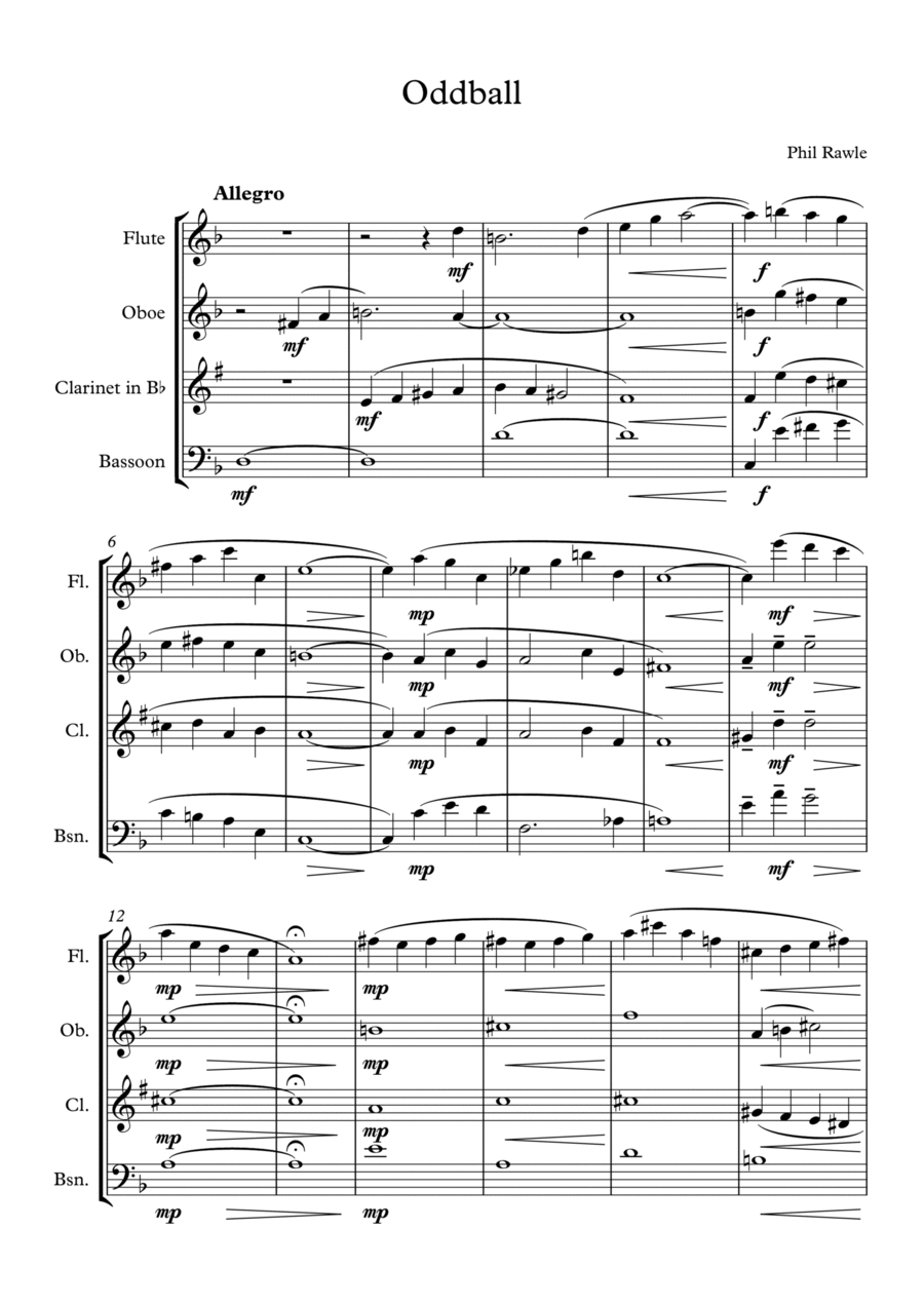 Oddball - Wind Quartet Woodwind Quartet scores gallery preview page 1