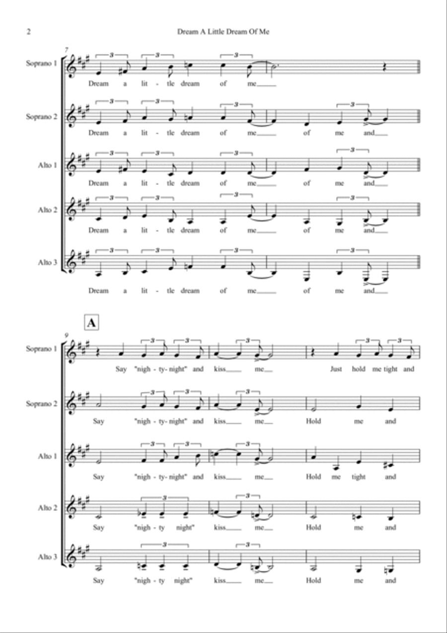 Dream A Little Dream Of Me SSAA scores gallery preview page 2