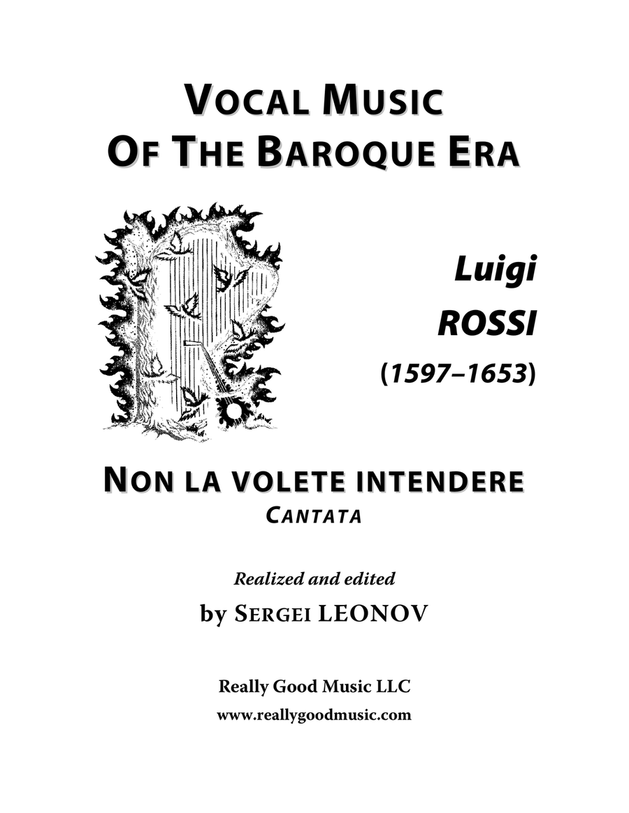 ROSSI Luigi: Non la volete intendere, cantata for Voice (Alto/Baritone) and Piano (G minor)