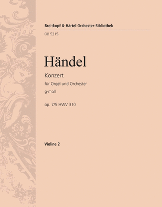 Organ Concerto (No. 11) in G minor Op. 7/5 HWV 310