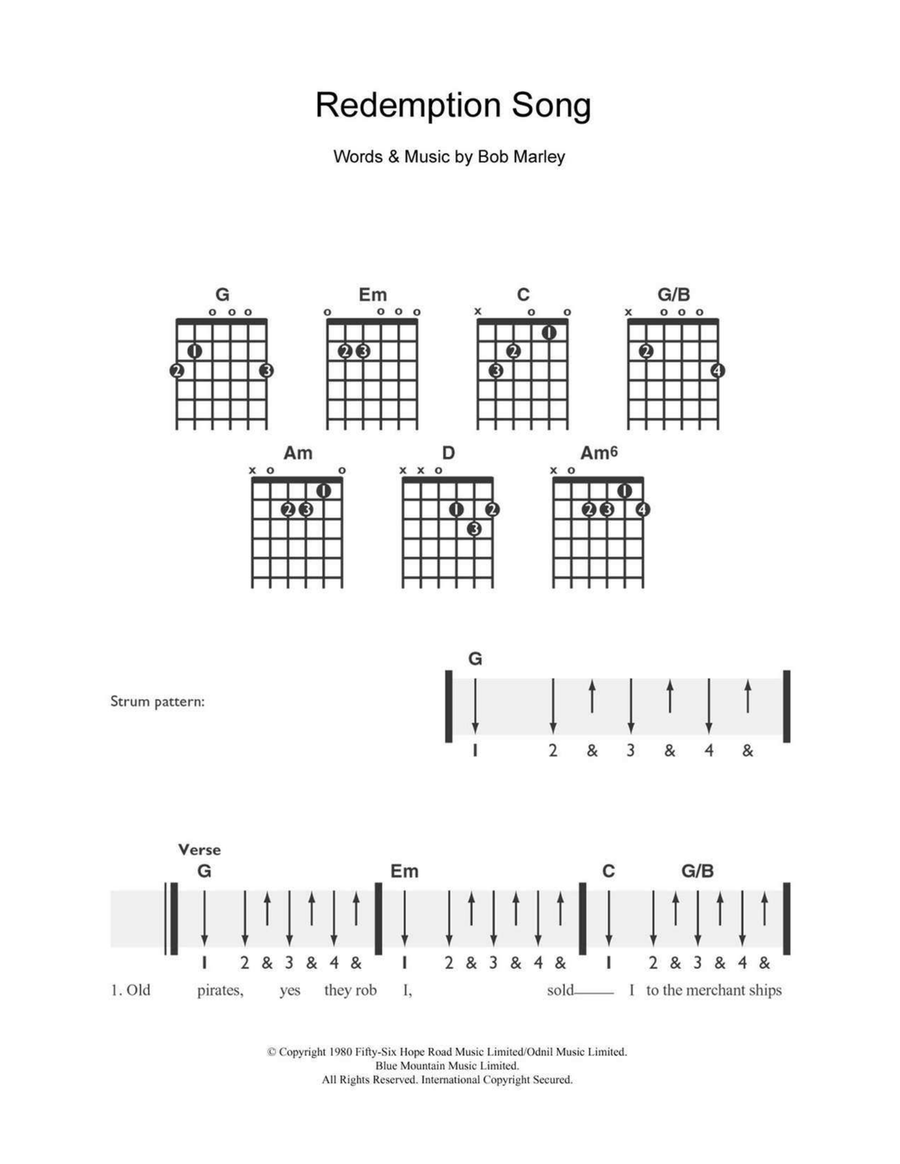 Redemption Song Acoustic Guitar scores gallery preview page 1