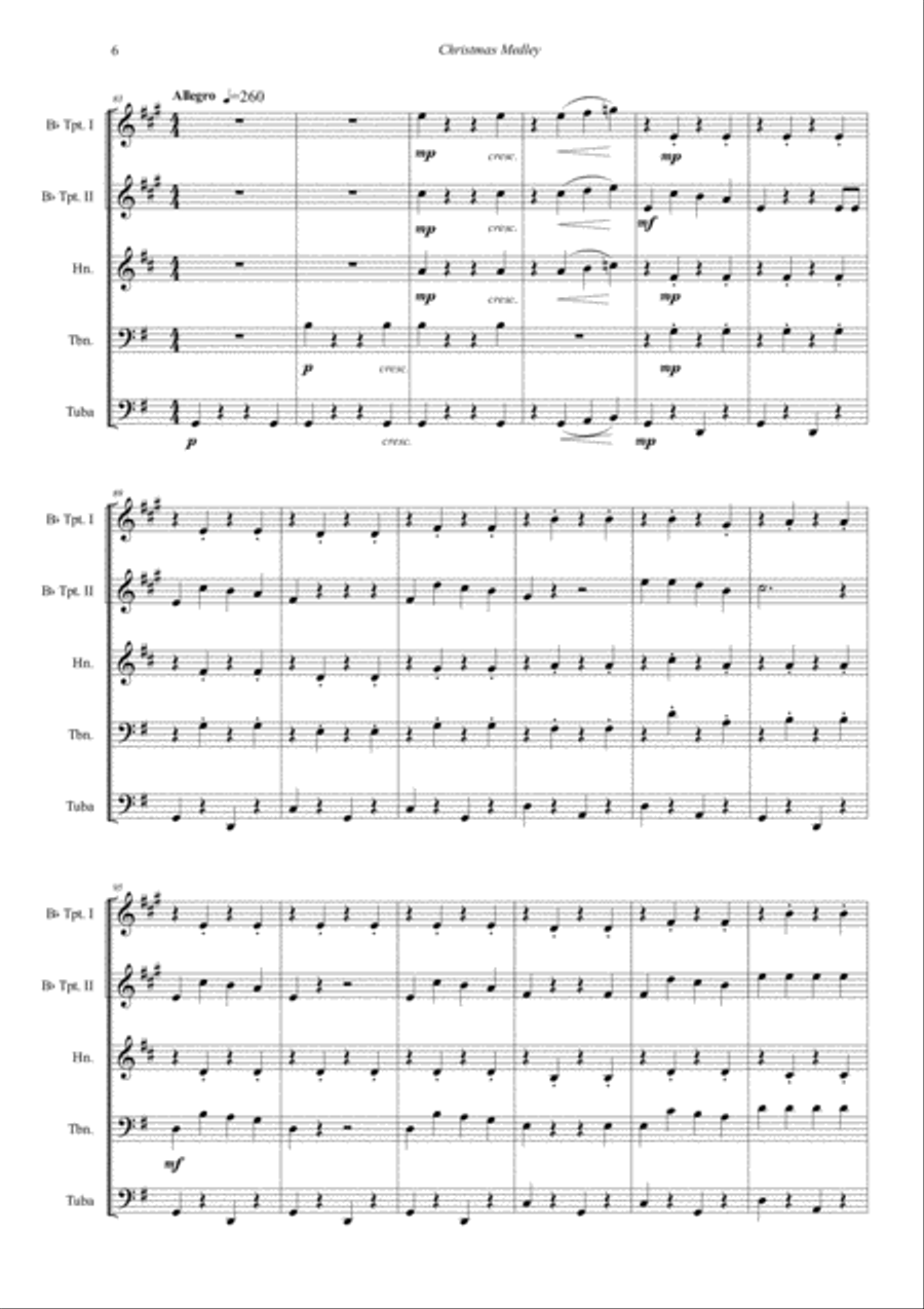 Christmas Medley for Brass quintet Brass Quintet scores gallery preview page 6