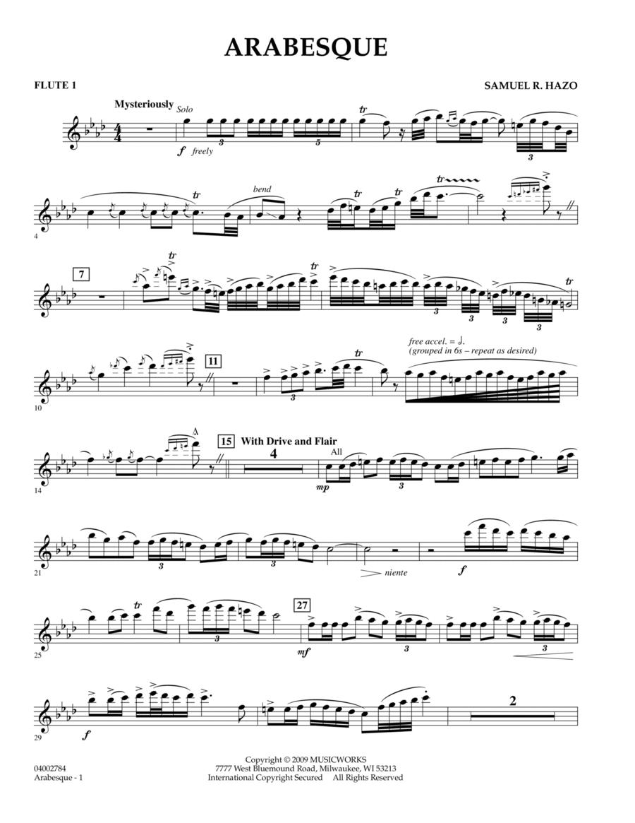 Arabesque - Flute 1 Concert Band scores gallery preview page 1