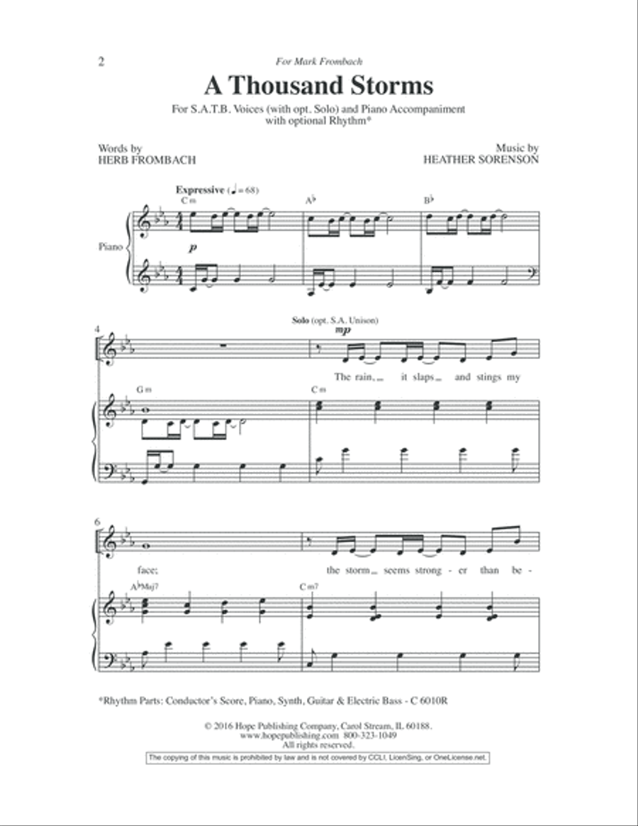 A Thousand Storms 4-Part scores gallery preview page 2