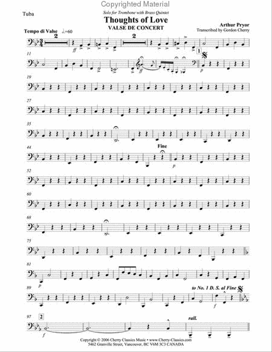 Thoughts of Love Brass Quintet scores gallery preview page 8