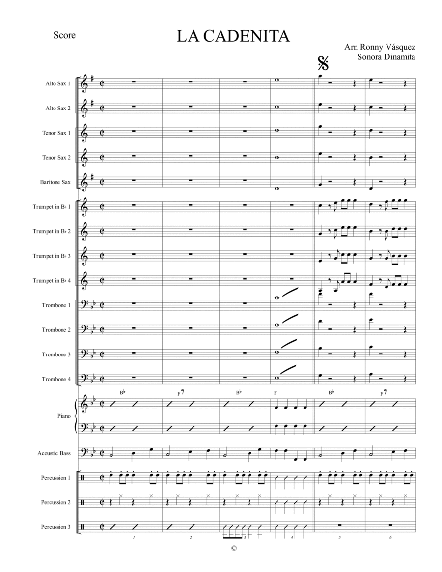 CARMEN, SE ME PERDIO LA CADENITA Jazz Ensemble scores gallery preview page 1