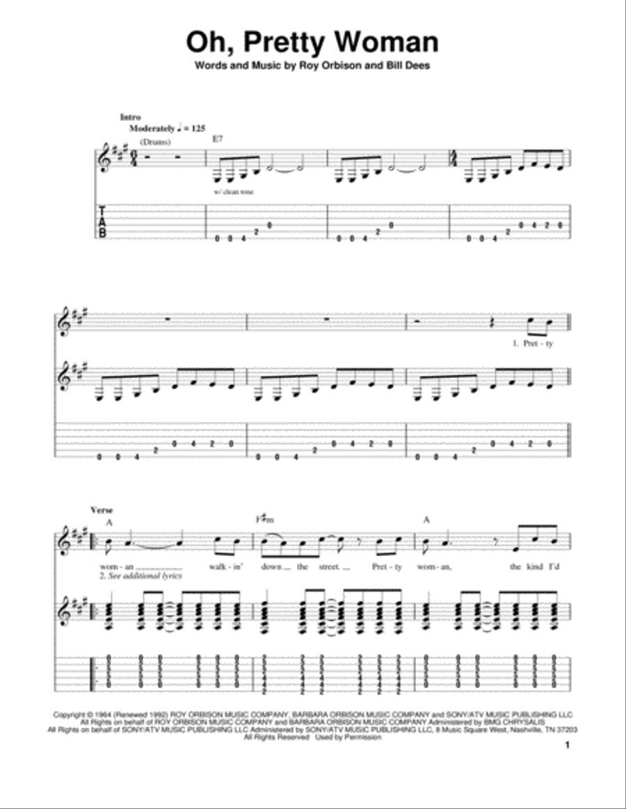Oh, Pretty Woman Acoustic Guitar scores gallery preview page 1