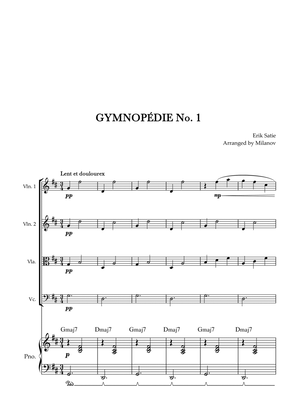 Gymnopédie no 1 | String Quartet | Original Key | Chords | Piano accompaniment |Easy intermediate