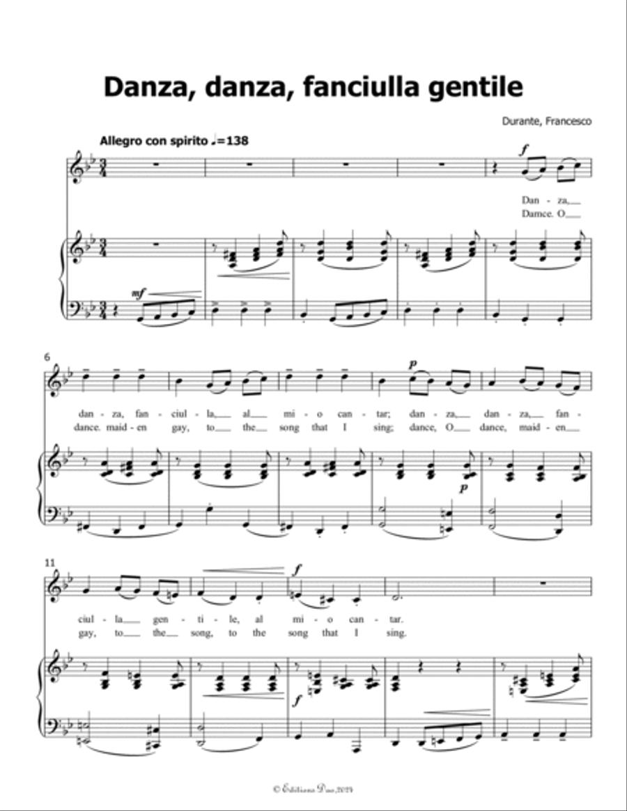 Danza, danza, fanciulla gentile, by F. Durante, in g minor Voice scores gallery preview page 3