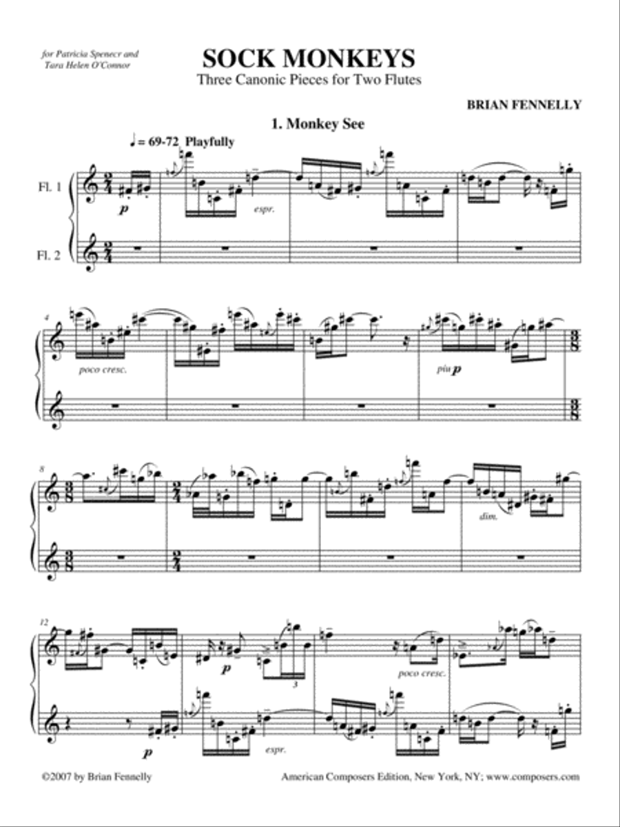 [Fennelly] Sock Monkeys Flute Duet scores gallery preview page 3