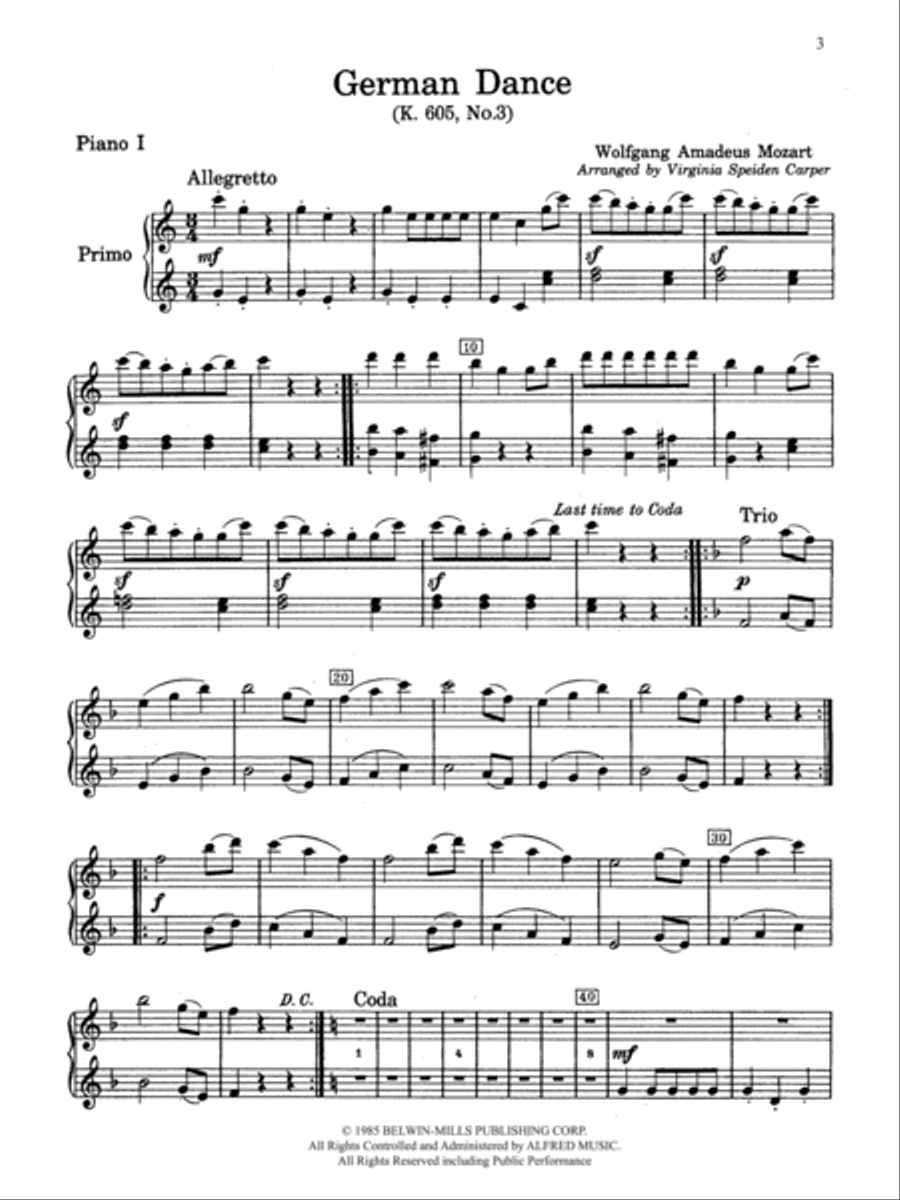 7 Classical Favorites Arranged for Two Pianos, Eight Hands - Piano Quartet Cello scores gallery preview page 3