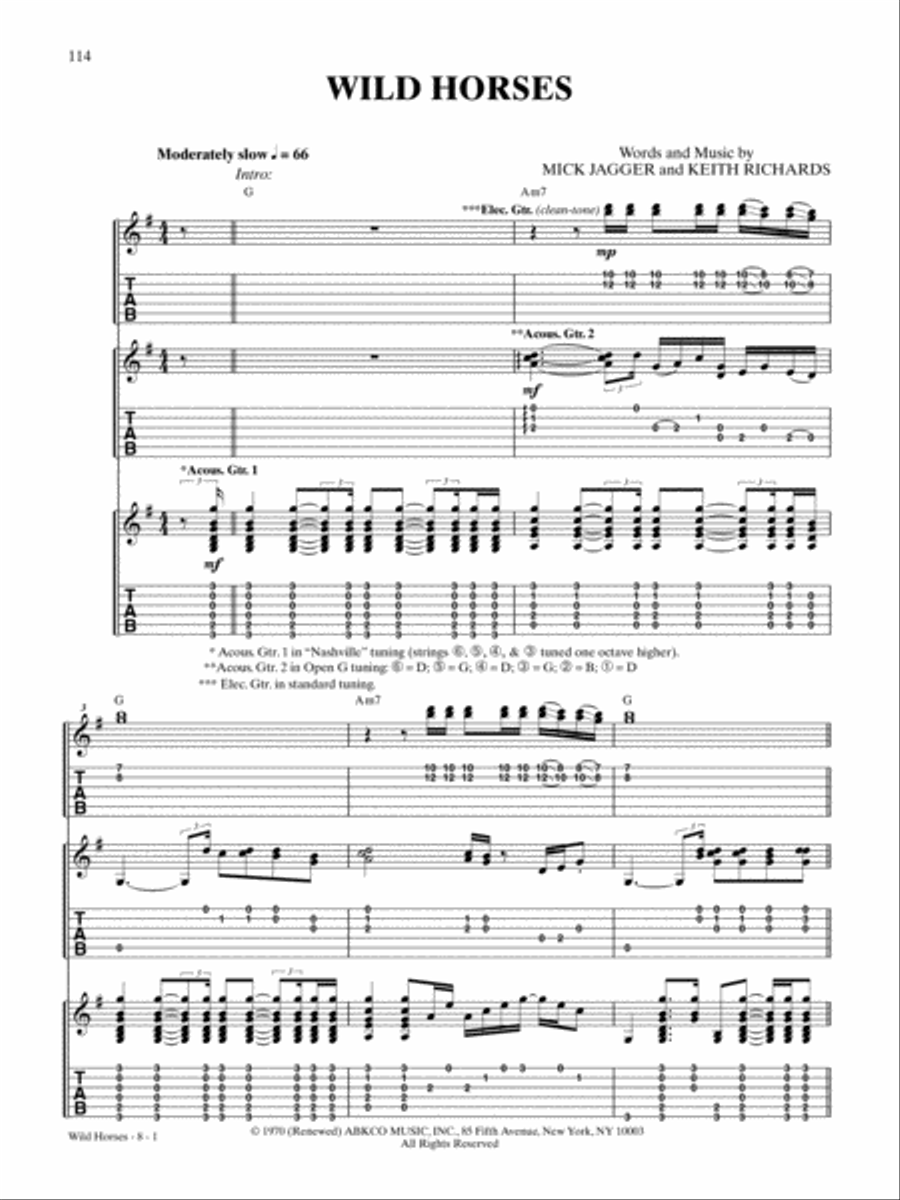 Wild Horses Guitar Tablature scores gallery preview page 1