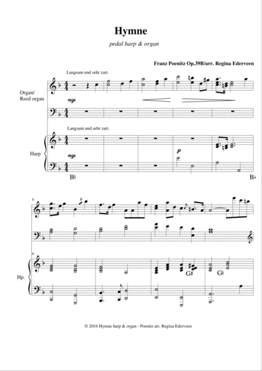 Hymne - pedal harp & organ Pedal Harp scores gallery preview page 1