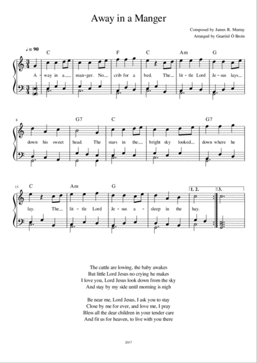 Away in a Manger Easy Piano scores gallery preview page 1