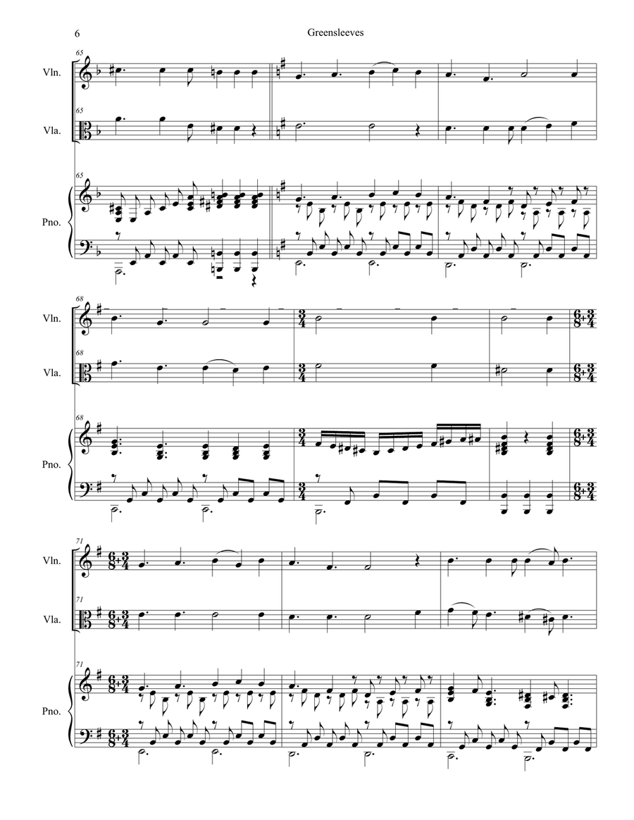 Greensleeves (Duet for Violin and Viola)