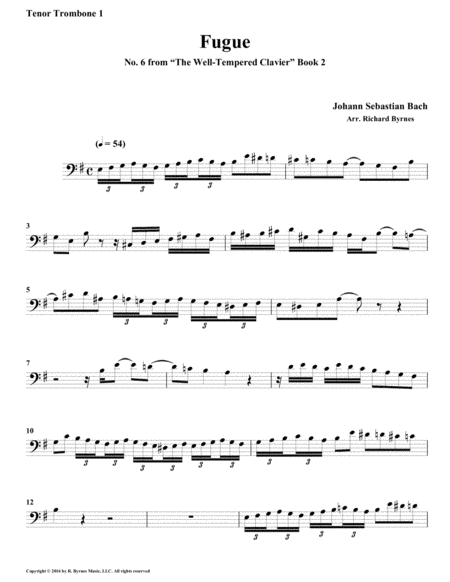 Fugue 06 from Well-Tempered Clavier, Book 2 (Trombone Quintet) image number null