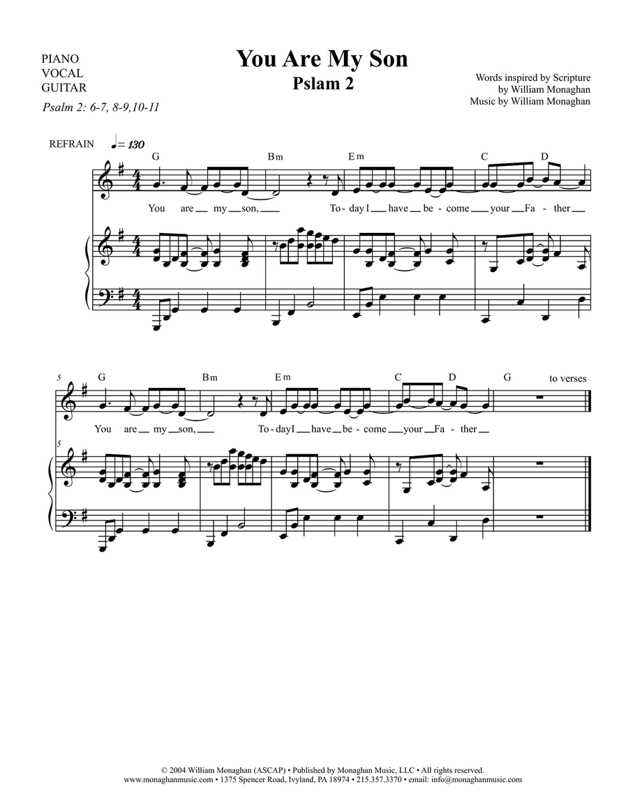 You Are My Son (Psalm 2) by Bill Monaghan Small Ensemble - Digital Sheet Music