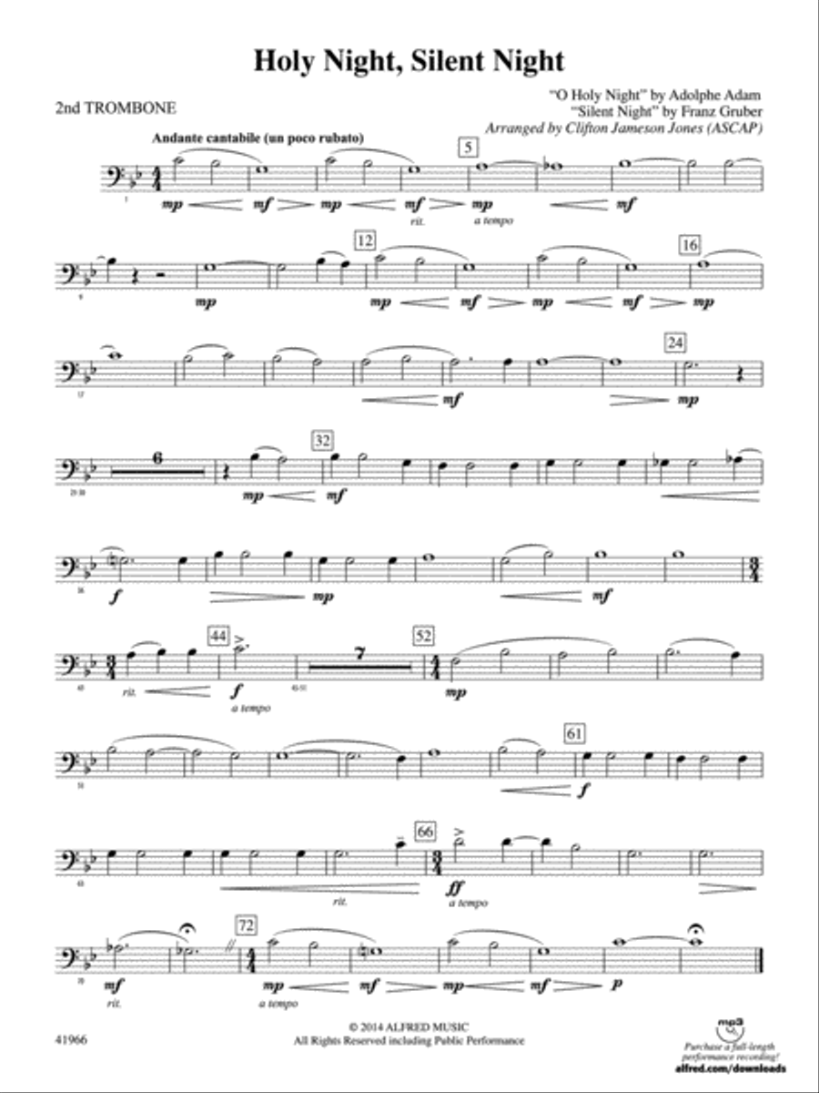 Book cover for Holy Night, Silent Night: 2nd Trombone