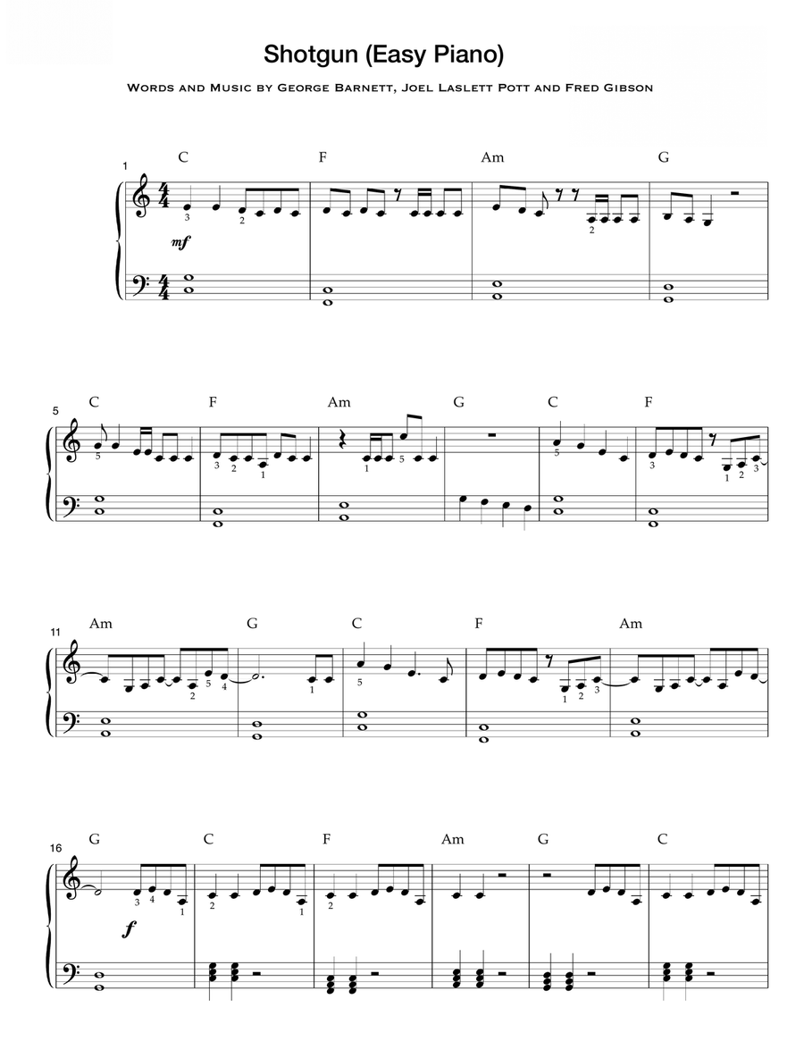 Shotgun Shotgun Easy Piano scores gallery preview page 2