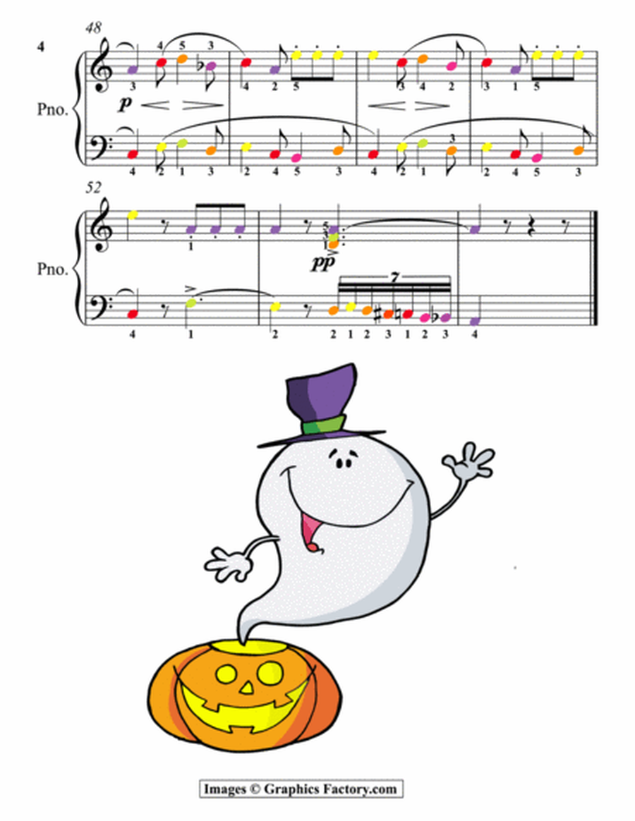 A Creepy Halloween Kullak Solos for Easy Piano with Colored Notes
