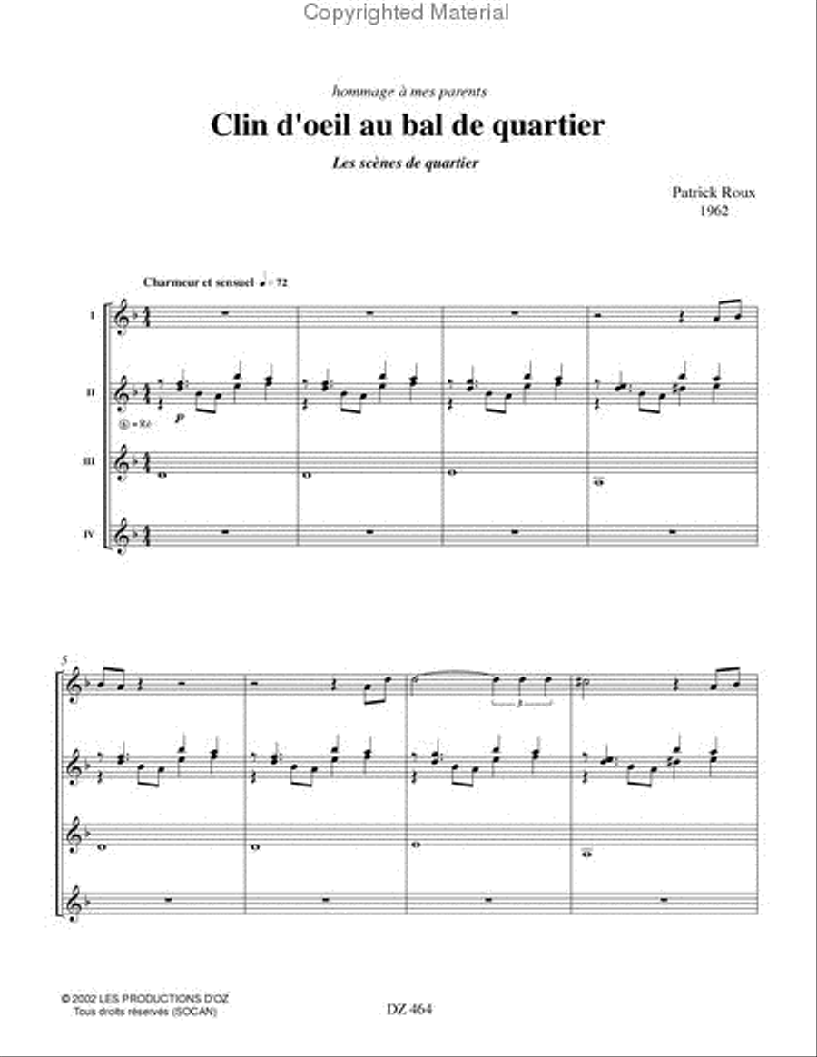 Clin d'oeil au bal de quartier Guitar Ensemble scores gallery preview page 2
