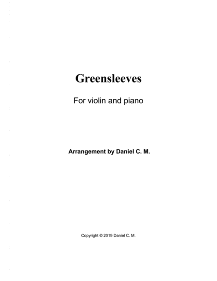 Greensleeves for violin and piano (easy)