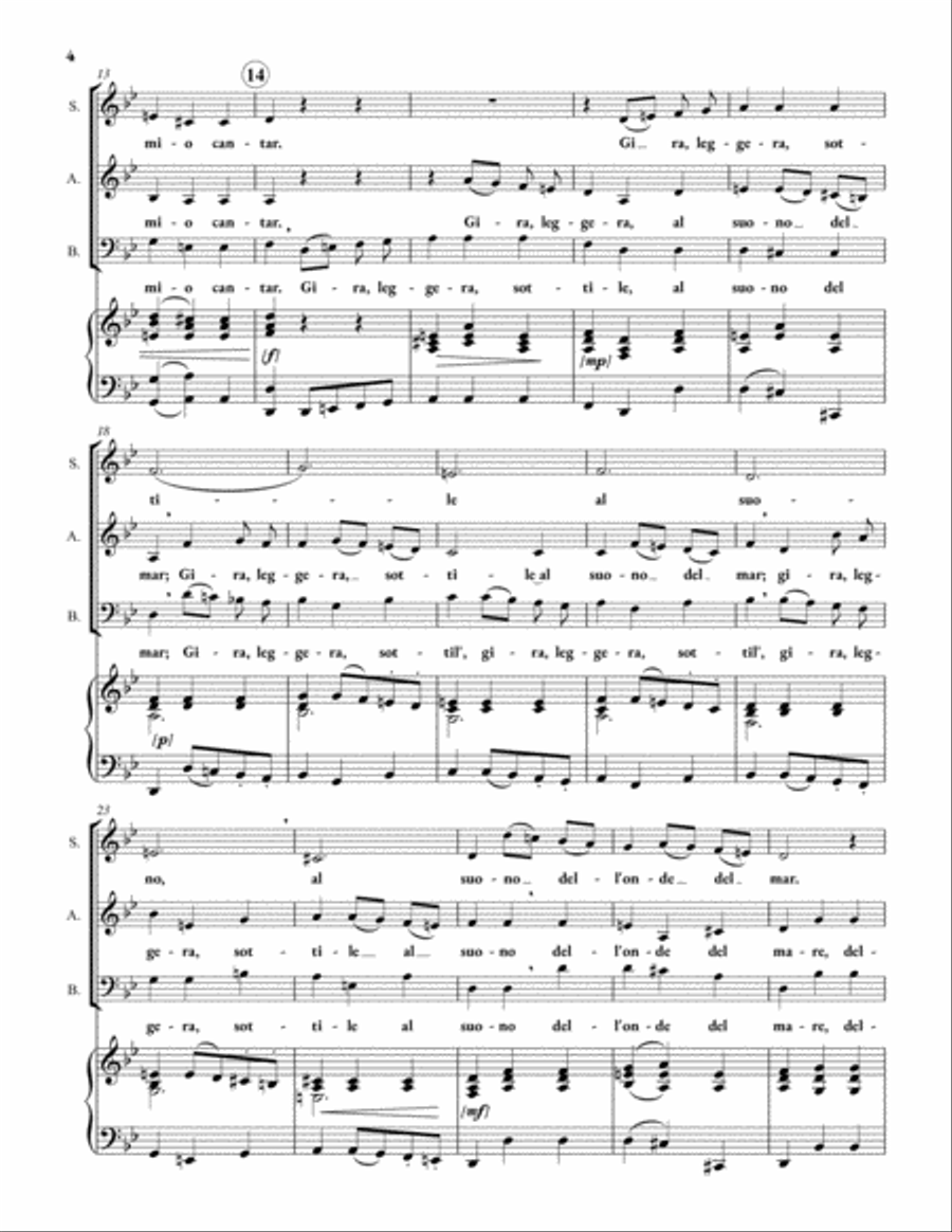 DURANTE Francesco: Danza, danza, fanciulla (SAB choir, piano accompaniment) 3-Part scores gallery preview page 4