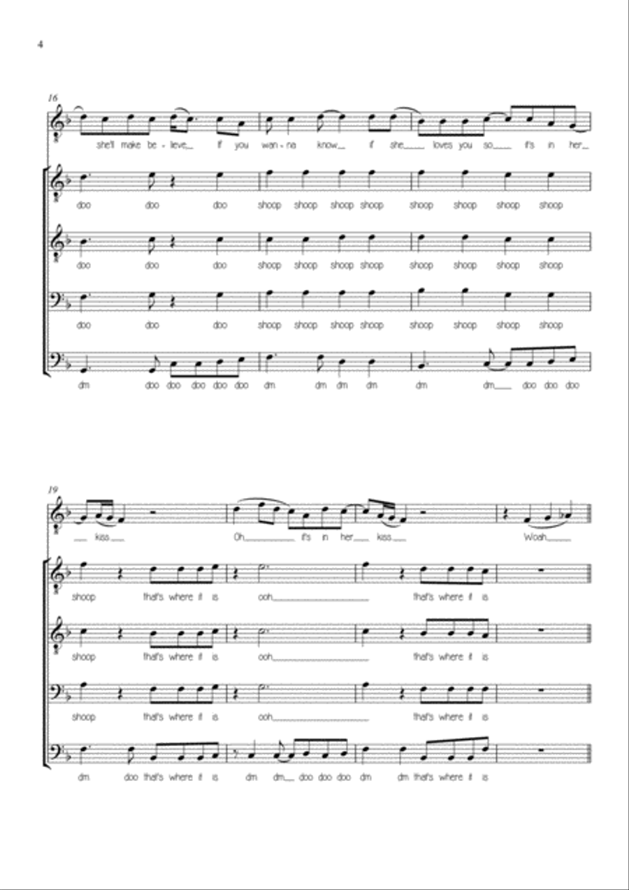 The Shoop Shoop Song (it's In His Kiss) TTBB scores gallery preview page 4