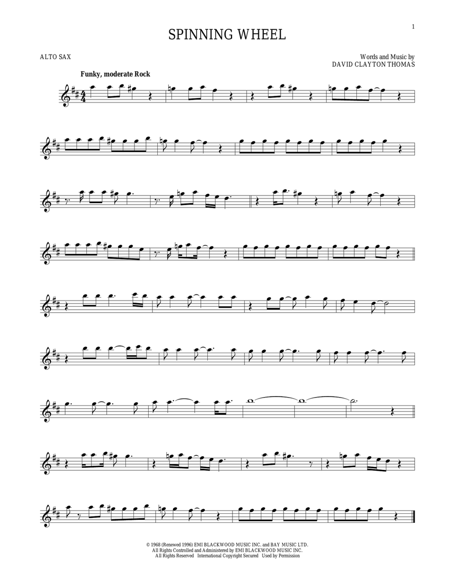 Spinning Wheel Alto Saxophone scores gallery preview page 1