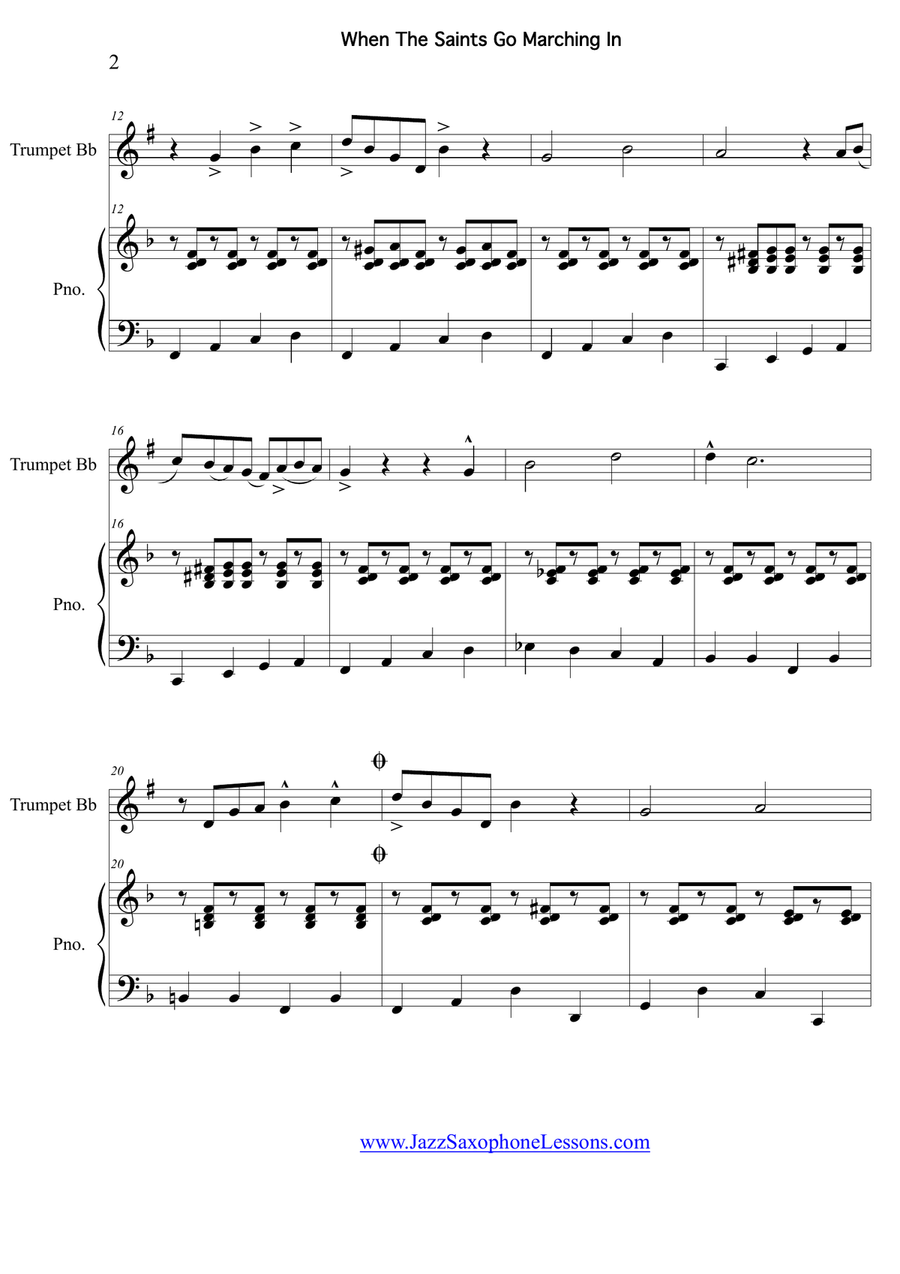 When The Saints Go Marching In for Trumpet and Piano Jazz Ensemble scores gallery preview page 4
