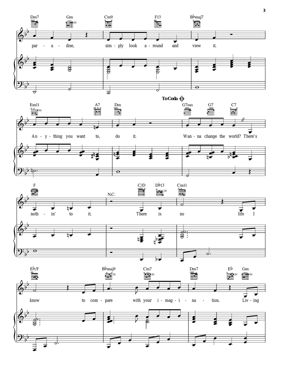 Pure Imagination Piano, Vocal, Guitar scores gallery preview page 3