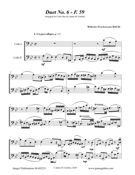 WF Bach: Duet No. 6 for Cello Duo image number null
